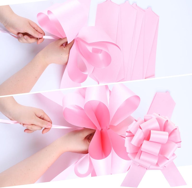 HCHENBOW 12" Large Pink Gift Bow,2pcs Big Bows for Gift Wrapping, Christmas Party Birthday Gift Wedding Ribbon Bows for Bikes, Boxes or Flower Decorations, Valentine's Day Gift Decorations (Pink) - Image 3
